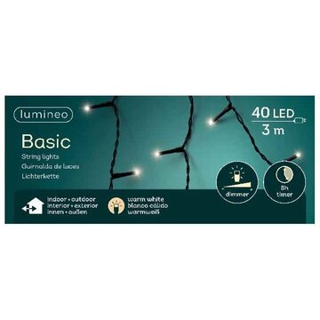 Basic rice lights 40led 3m warm white | Lumineo 494241