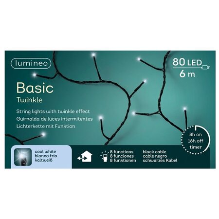 Basic Twinkle Lights 80led 6m cool white | Lumineo 494111