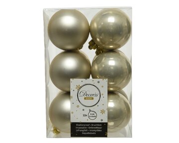 Decoris onbreekbare kerstballen parel 12 stuks