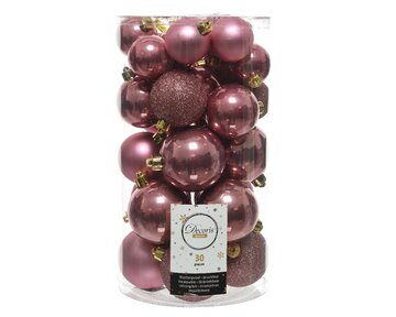 Decoris onbreekbare kerstballen velvet pink 30stuks