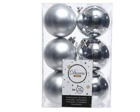 Decoris onbreekbare kerstballen zilver 12 stuks